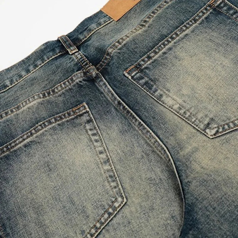 Rhinestone Pin-up Washed Jeans-610
