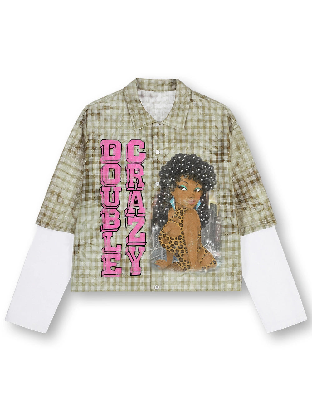 Studded Afro Plaid Shirt-703