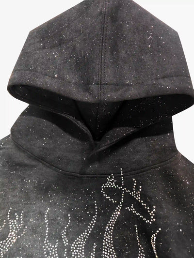 DOUBLECRAZY Flame Man Diamond Gradient Vintage Hoodie - 043