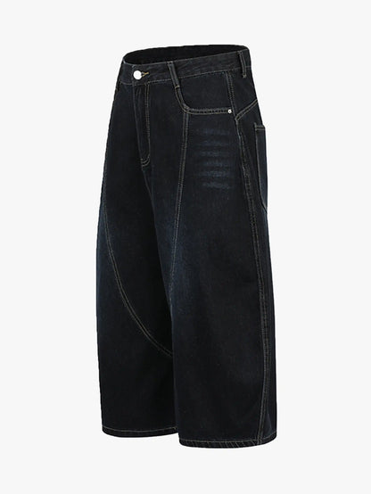 High Waist Wide Leg Denim Bermuda Shorts-S1025