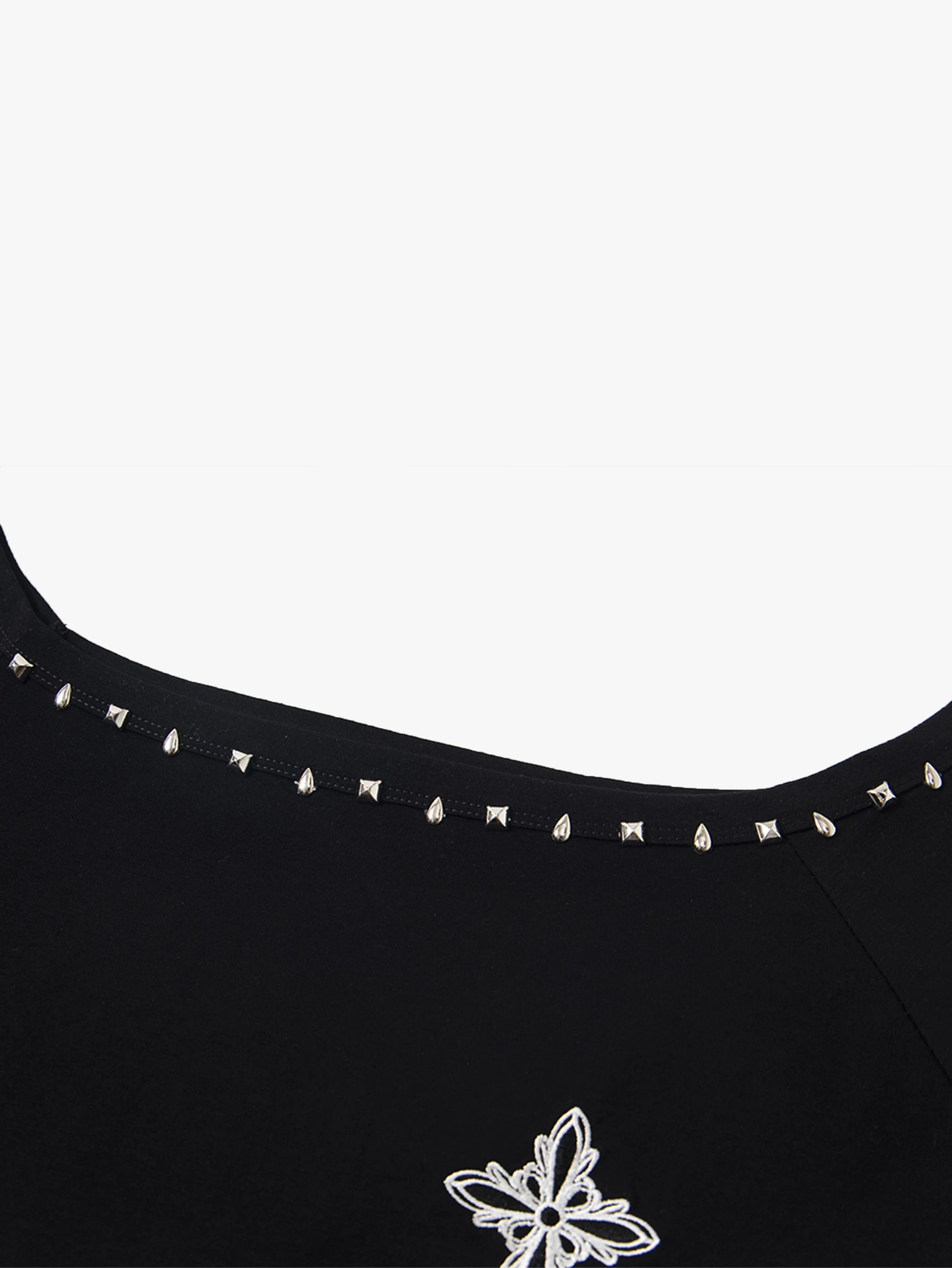 Studded Neckline Asymmetrical Top-S1030