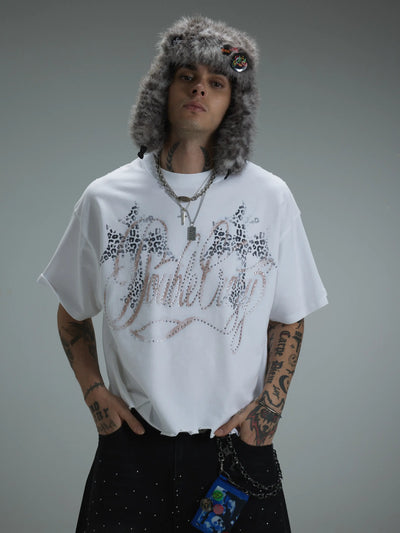Camiseta Gráfica con Logo de Diamantes de Imitación-421