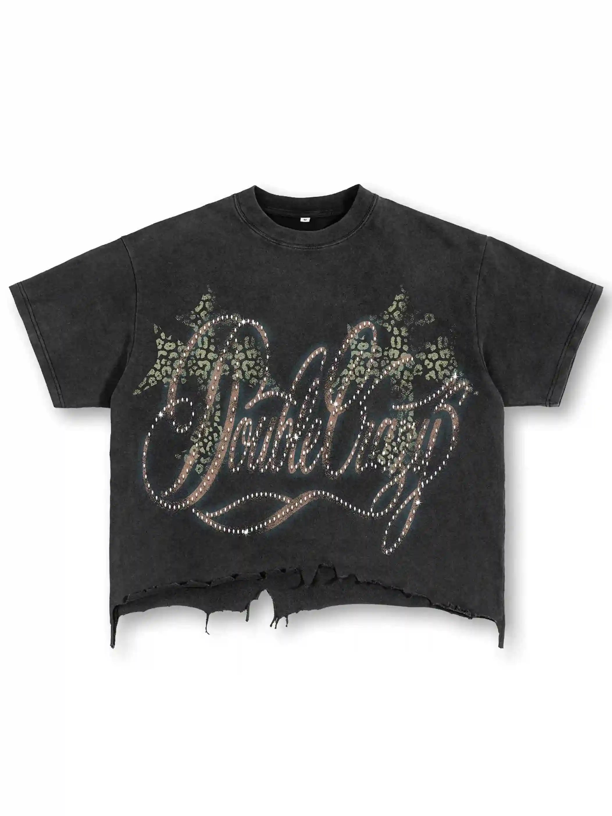 Camiseta Gráfica con Logo de Diamantes de Imitación-421