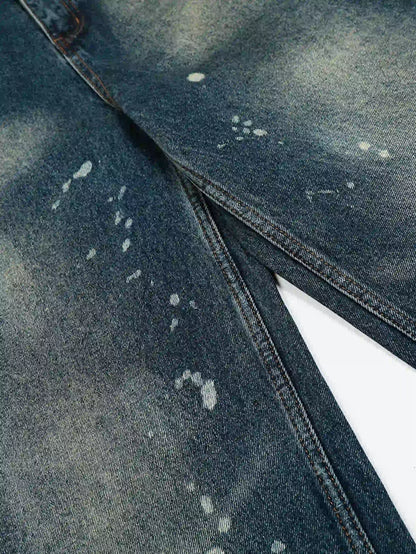 Street Spotted Washed Denim Pants-S1072