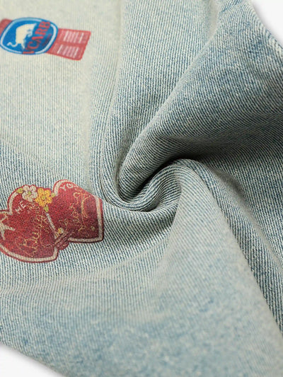 Street Print Wide-Legged Jeans-S1074