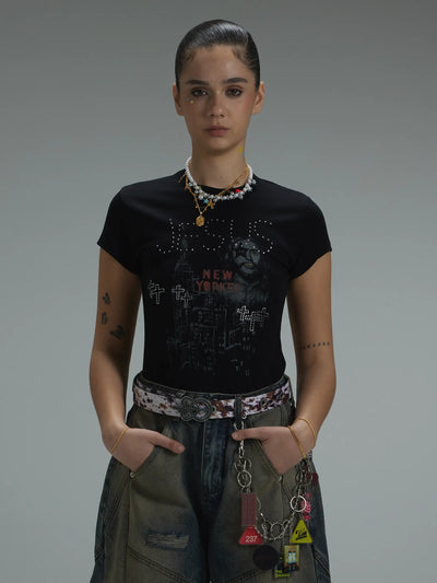 Iced Out NY City Graphic Baby Tee-439