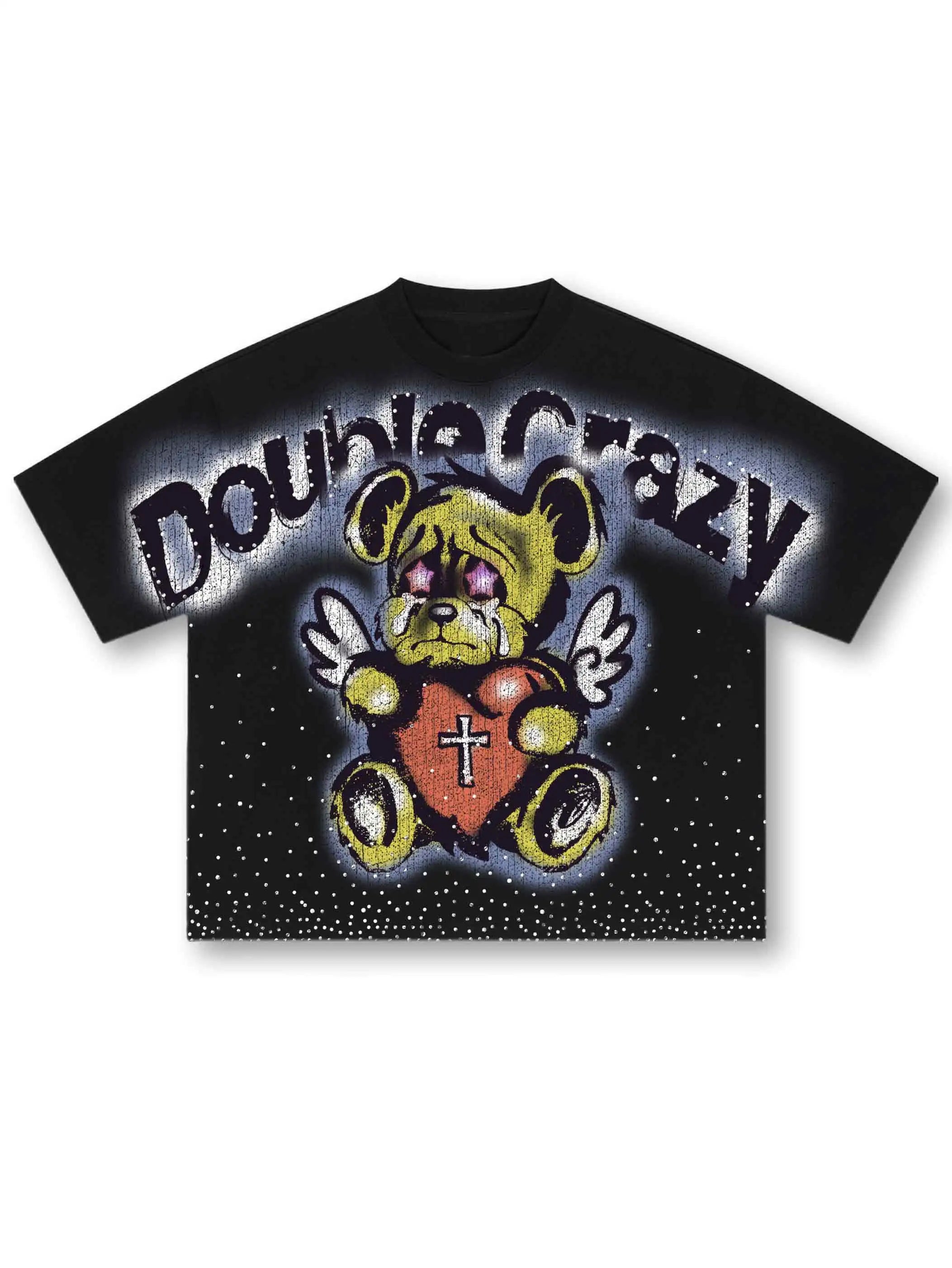 Distressed Grunge Angel Bear Tee-443