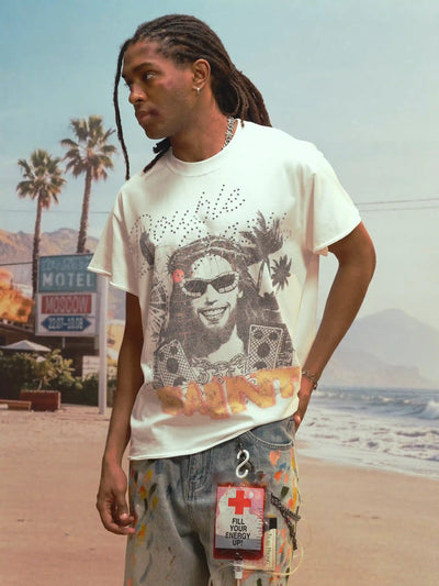 Camiseta de tirantes vintage Saint con pedrería - 458