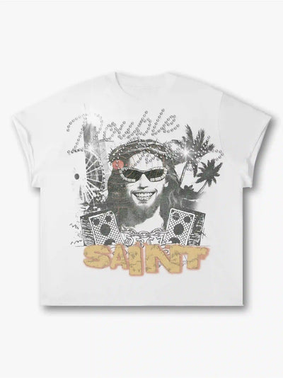 Vintage Saint Rhinestone Tank-458