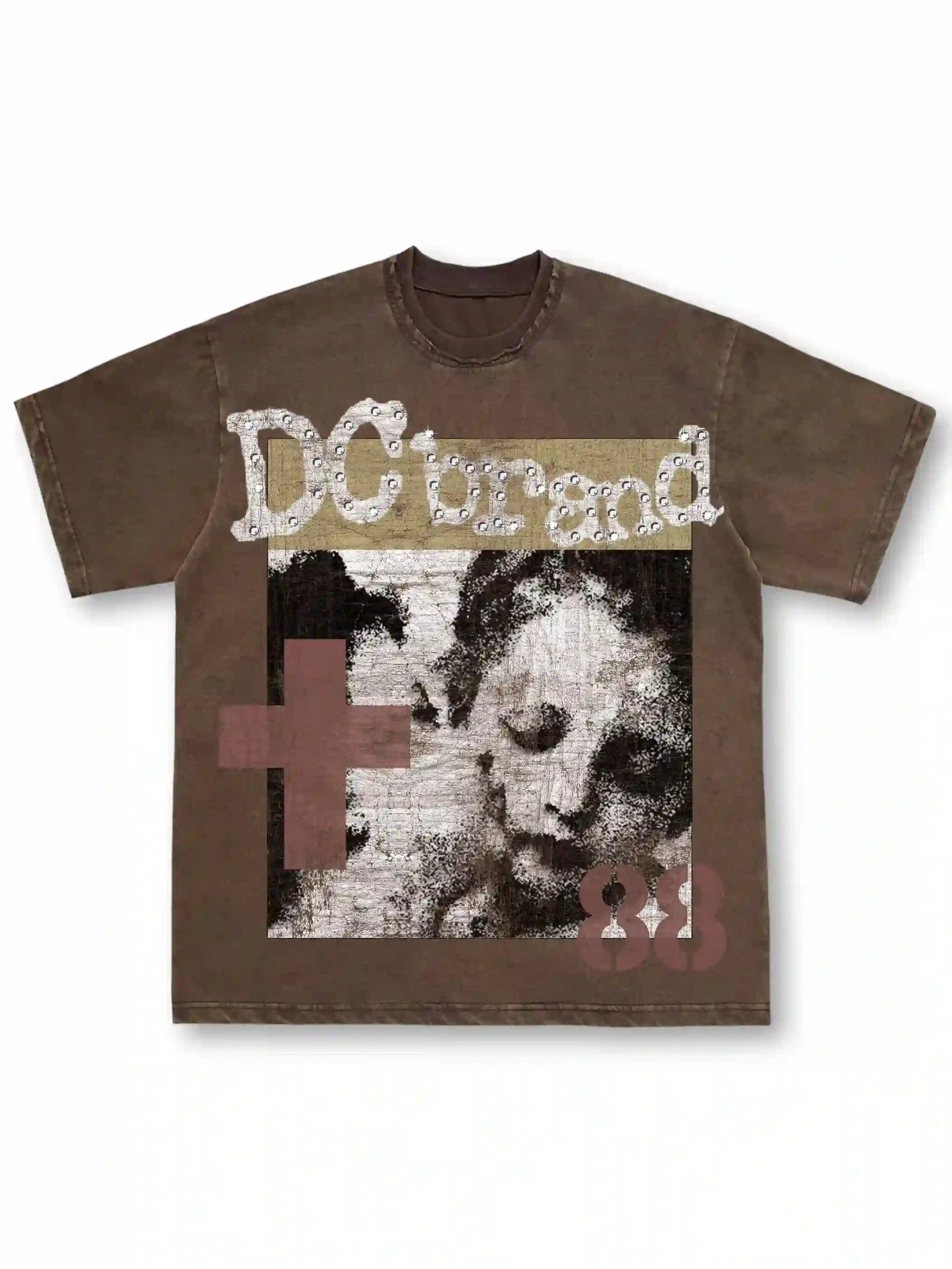 Vintage Cross Gemmed Grunge Tee-462