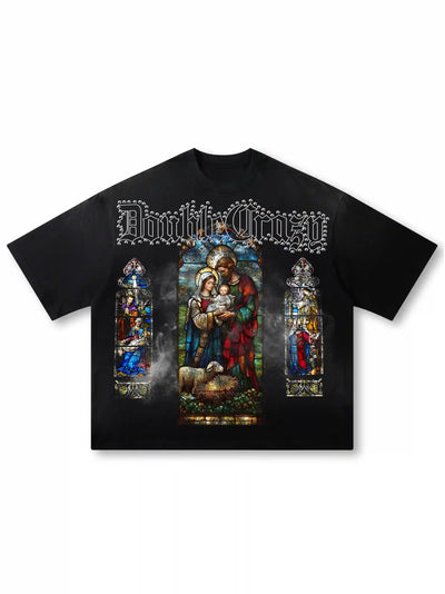 Gemmed Halo Distressed Retro Tee-467