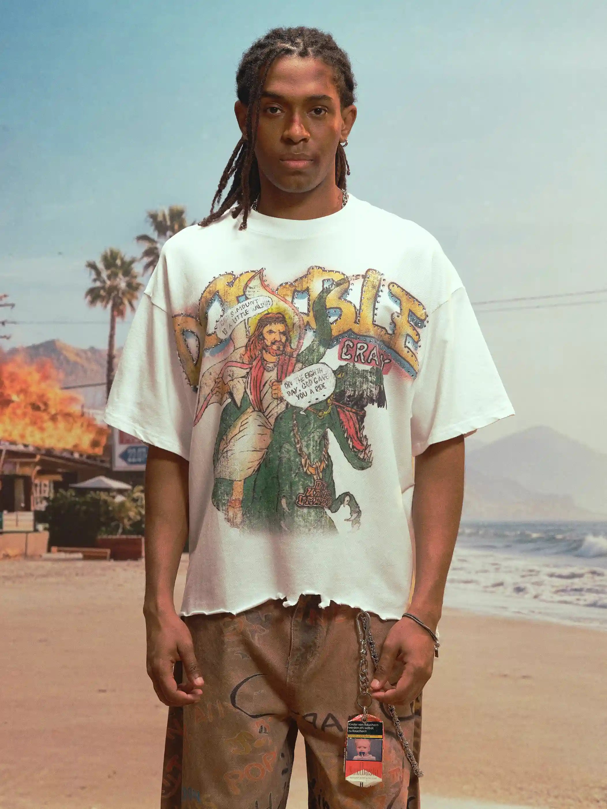 Vintage Raw Hem Boxy Jesus Graphic Tee-468