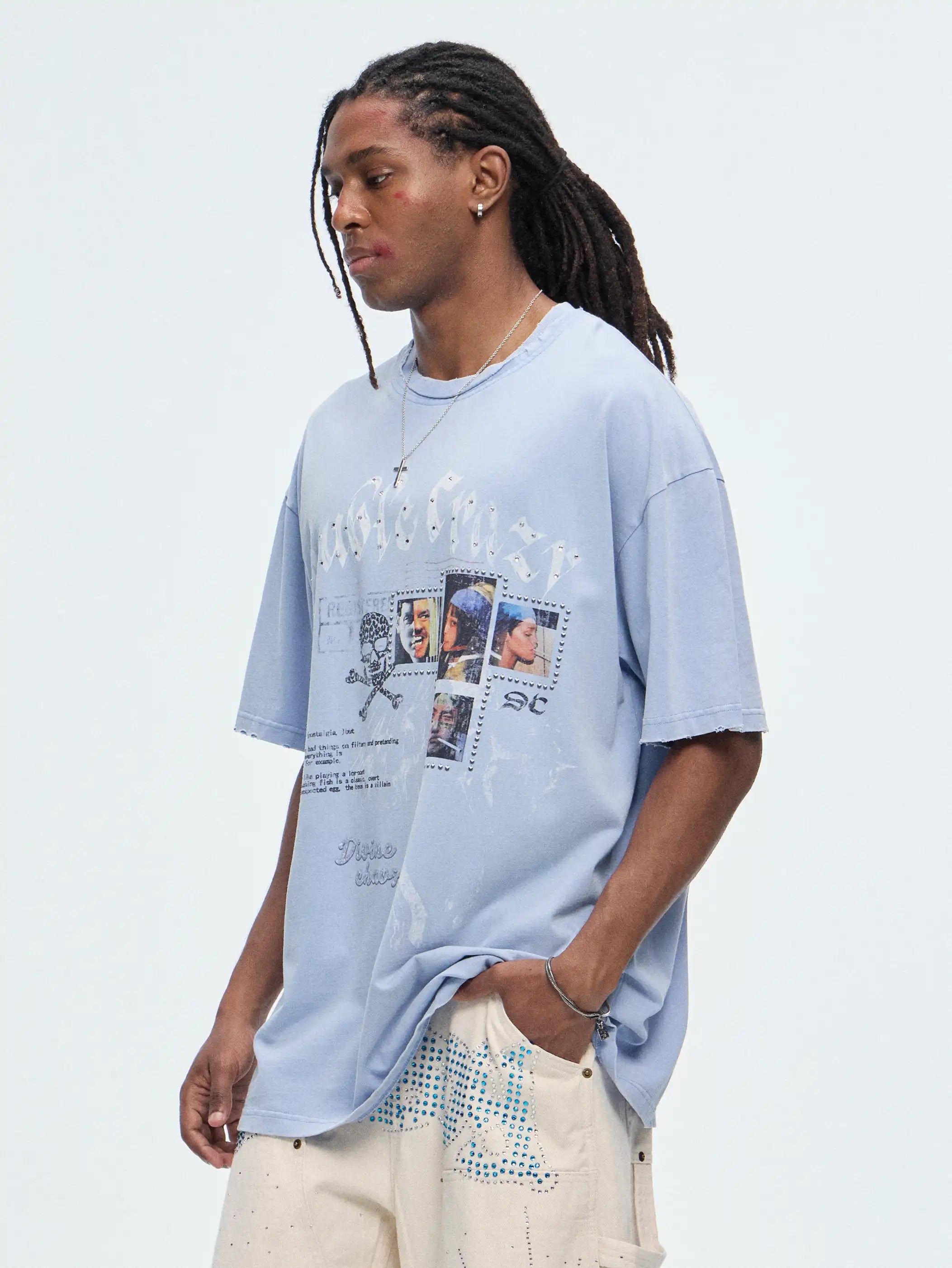 Vintage Frayed Rhinestone Tee-469