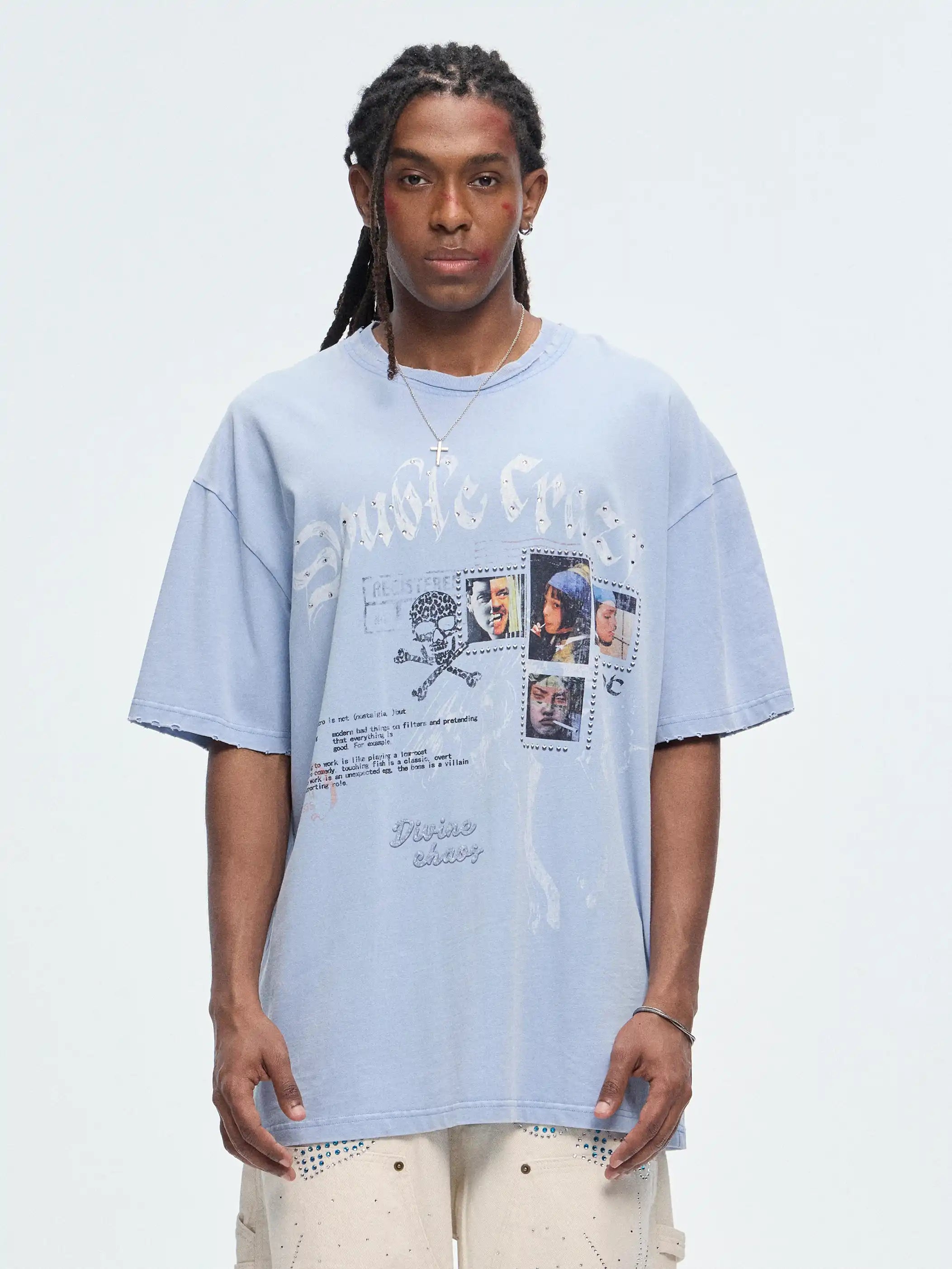Vintage Frayed Rhinestone Tee-469