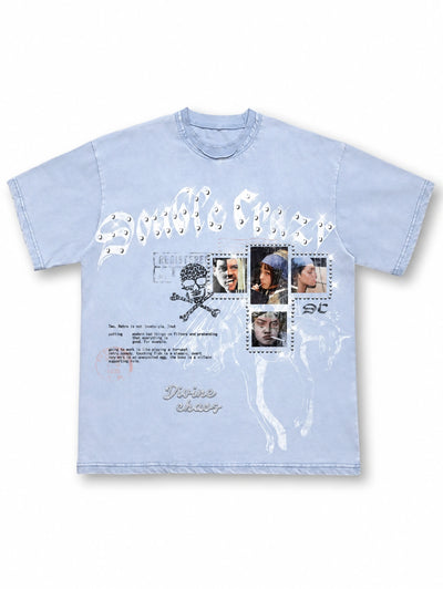 Camiseta vintage con pedrería deshilachada-469