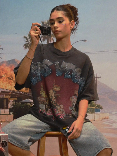 Icy Vegas Bling Ripped Boxy Tee-472
