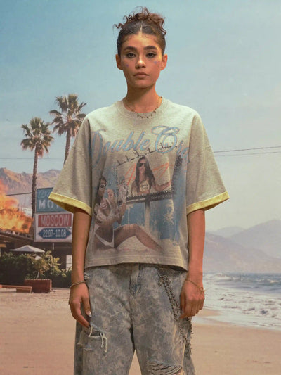 Miami Bling Layered Boxy Tee-475