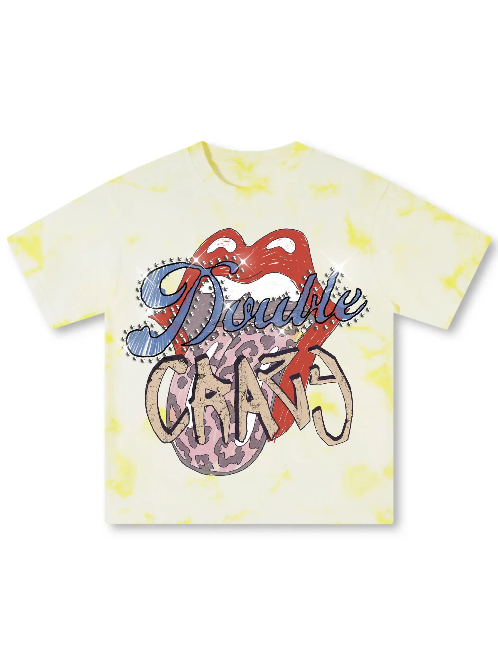 Leopard Tongue Bling Tie-dye Tee-476