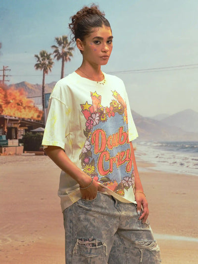 Floral Rhinestone Tie-dye Tee-477