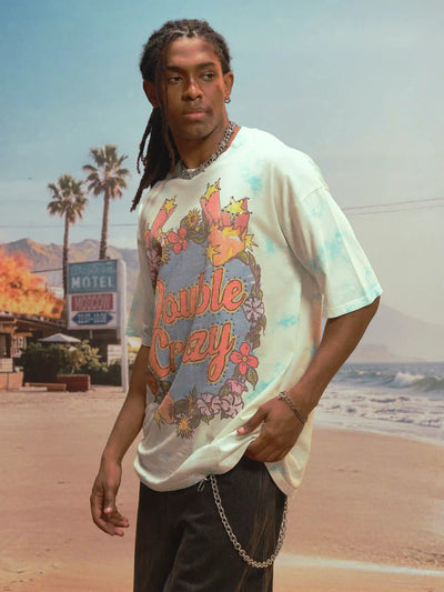 Floral Rhinestone Tie-dye Tee-477