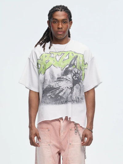 Raw Hem Distressed Liberty Tee-482