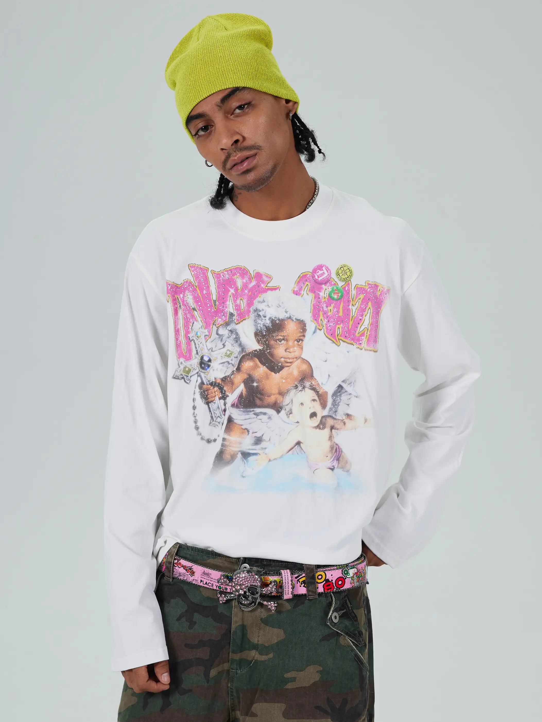 Rhinestone Afro Cherub Boxy L/S-729