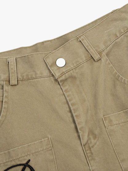 Retro Embroidery Wide Blade Pants-S1120