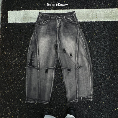 Dark Wash Distress Jeans - S131