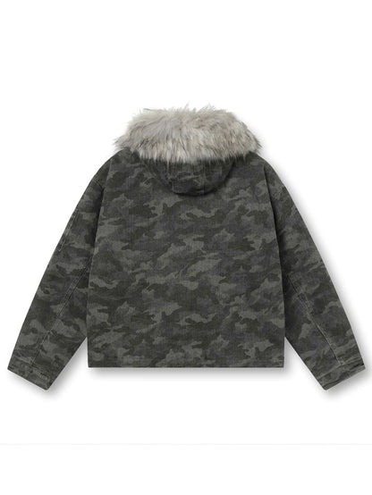 Fur-Lined Camo outerwear-S1162