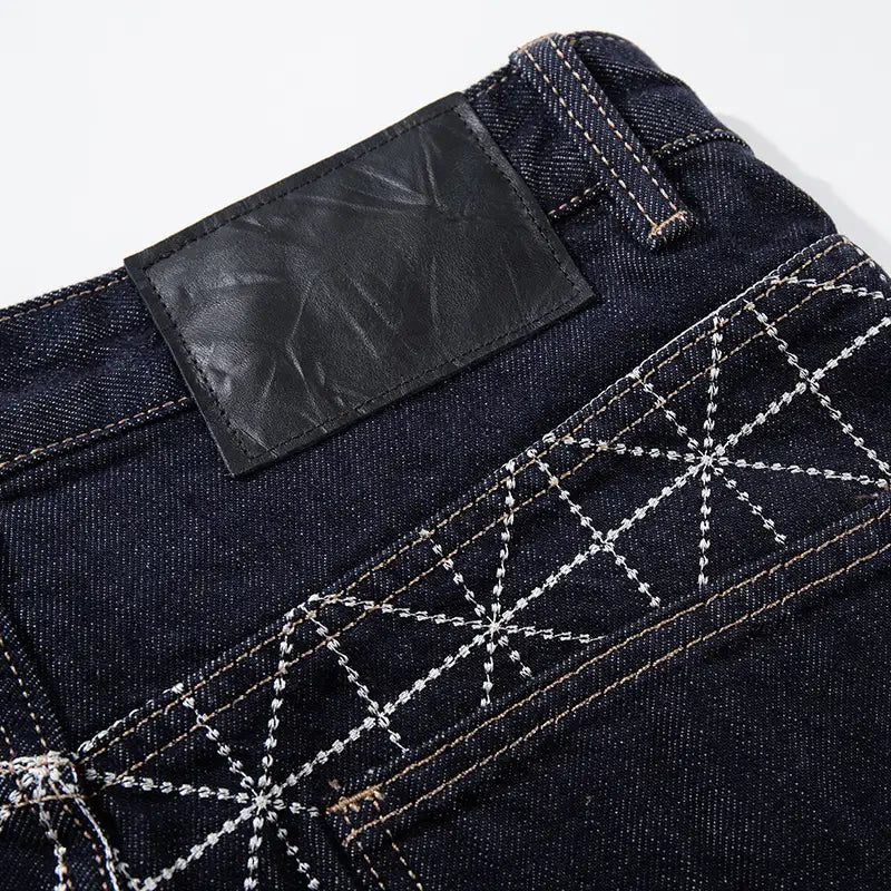 Star Grid Geometric Wide Leg Jeans-S1237