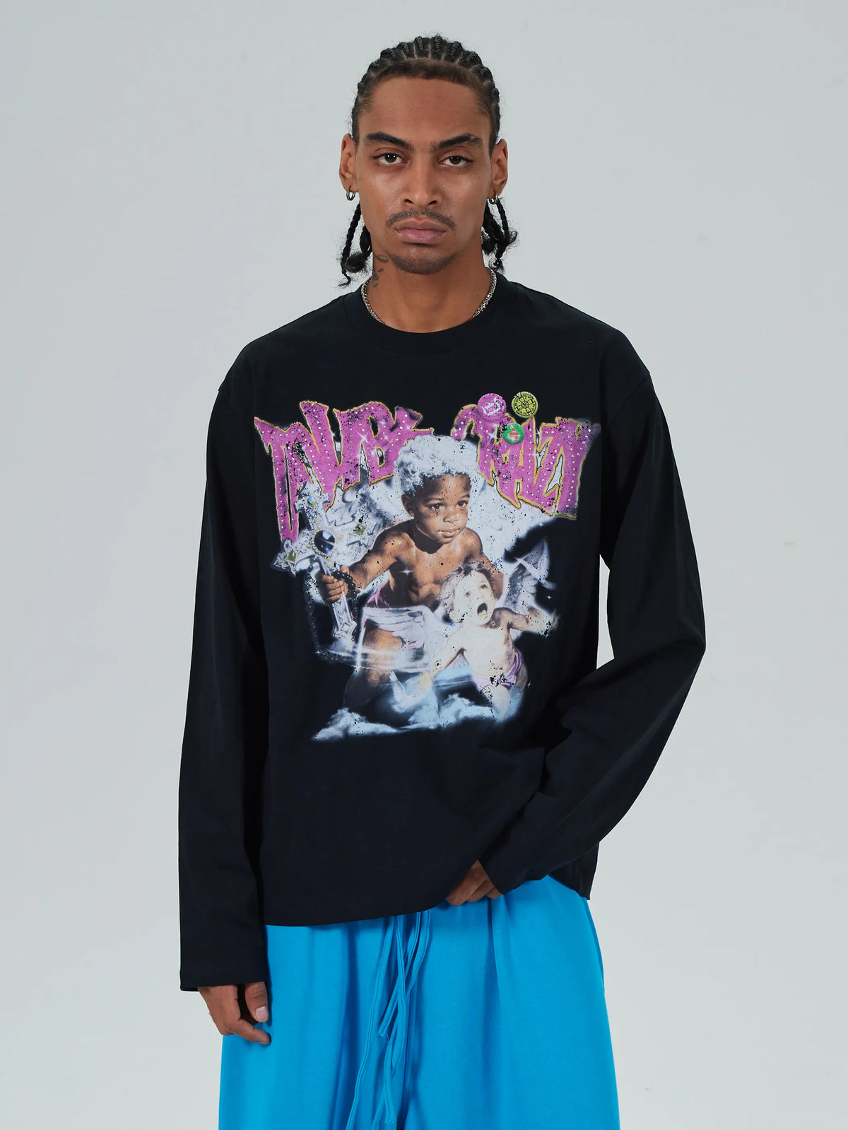 Rhinestone Afro Cherub Boxy L/S-729