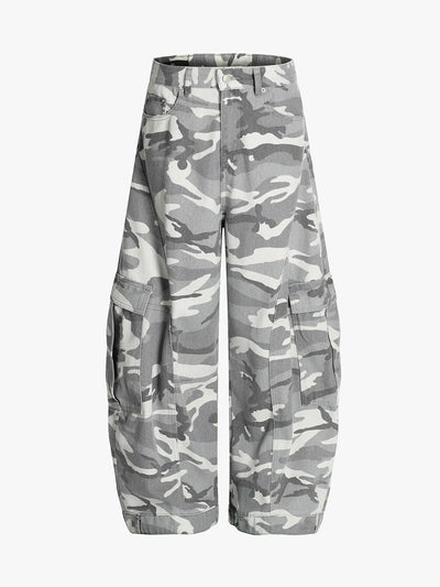 Streetwear Grey Camo Cargo Pants-S1050