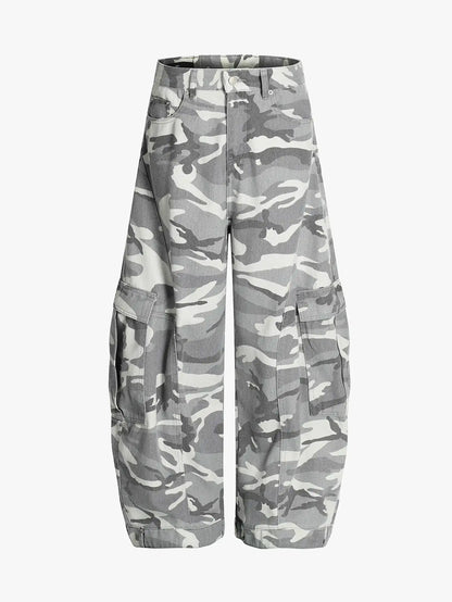 Streetwear Grey Camo Cargo Pants-S1050