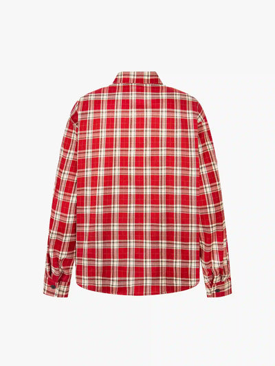 Camisa unisex de manga larga a cuadros estilo grunge-S1012