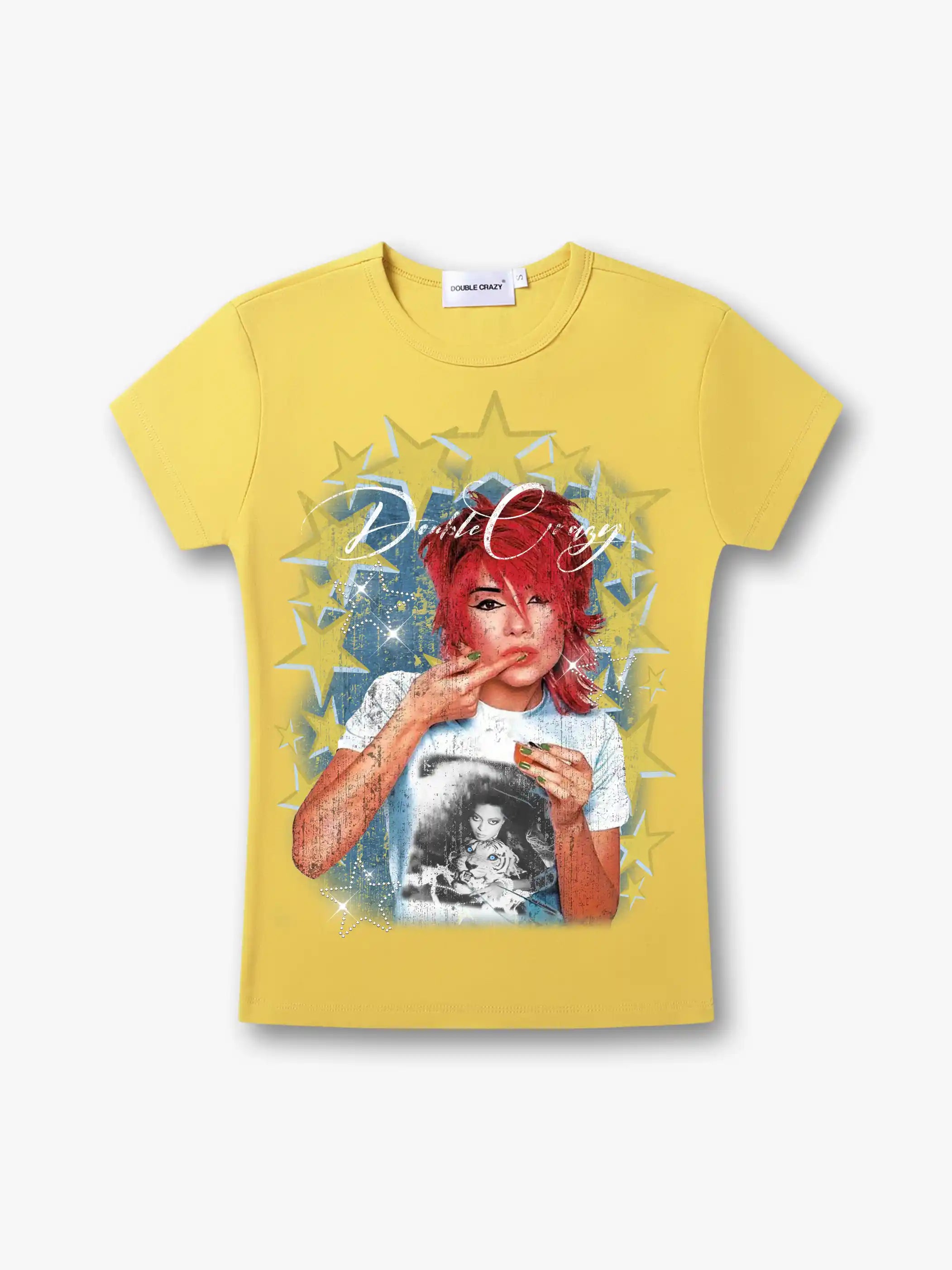 Y2K Rhinestone Star Girl Baby Tee-526