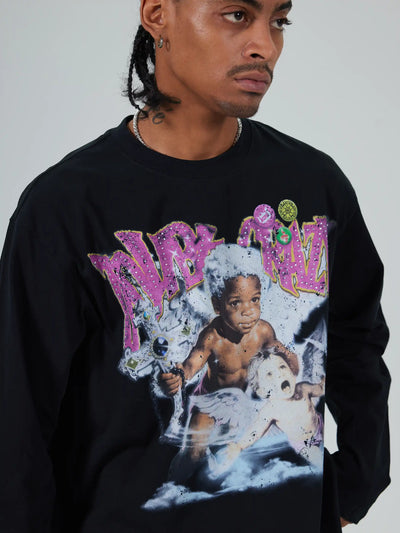 Rhinestone Afro Cherub Boxy L/S-729