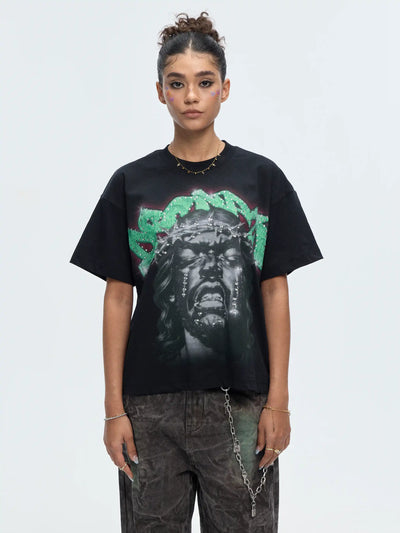 Bling Crying Jesus Graphic Tee-529