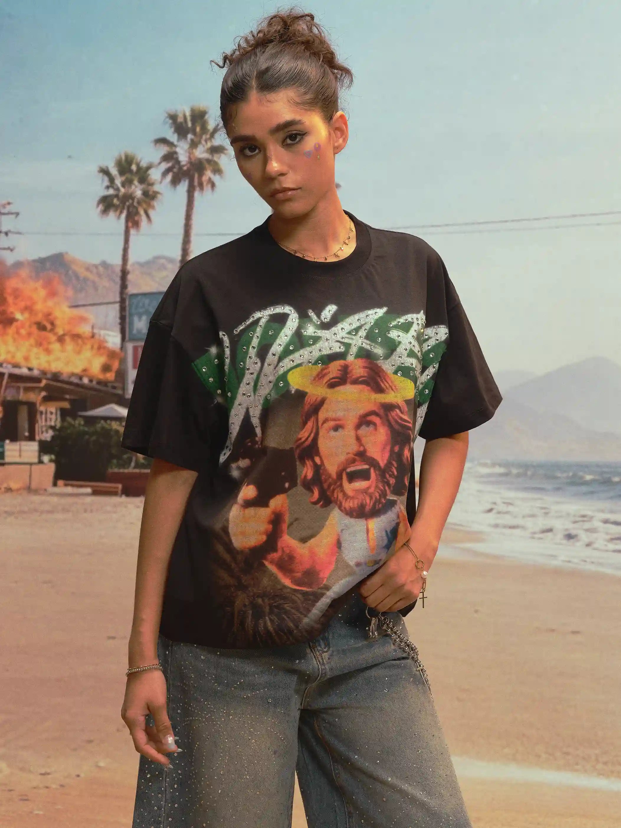 Bling Funny Jesus Boxy Tee-532