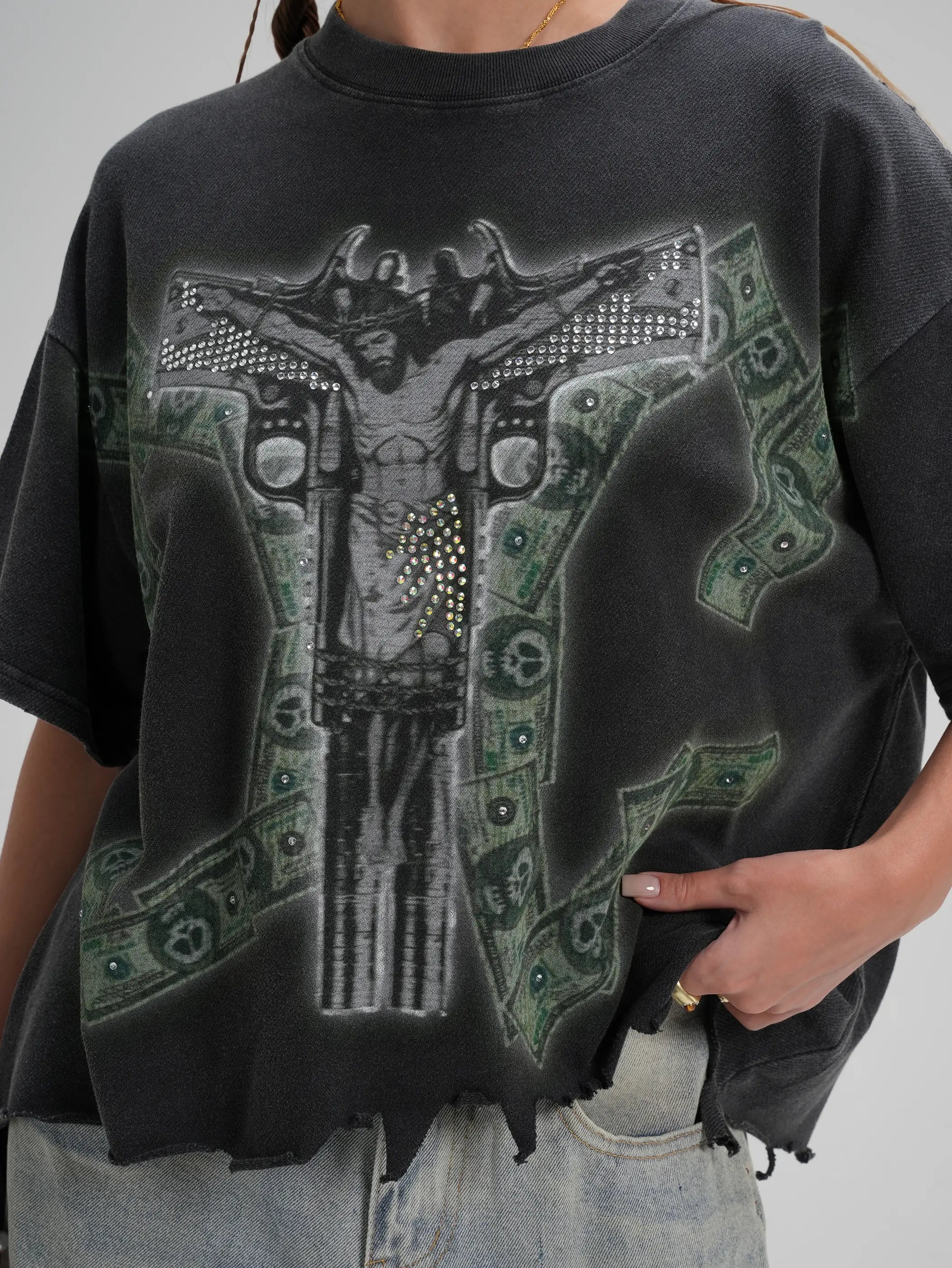 Rhinestone Jesus Parody Tee-553