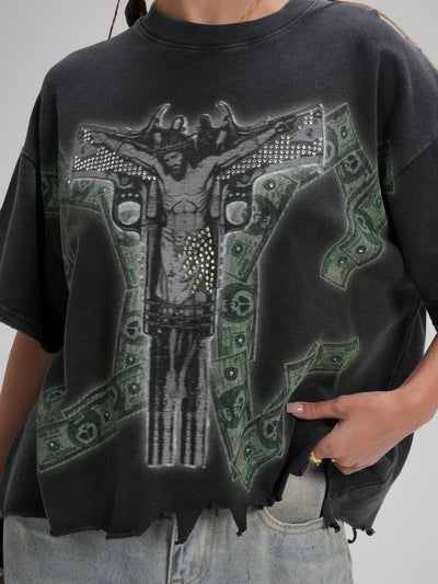 Rhinestone Jesus Parody Tee-553