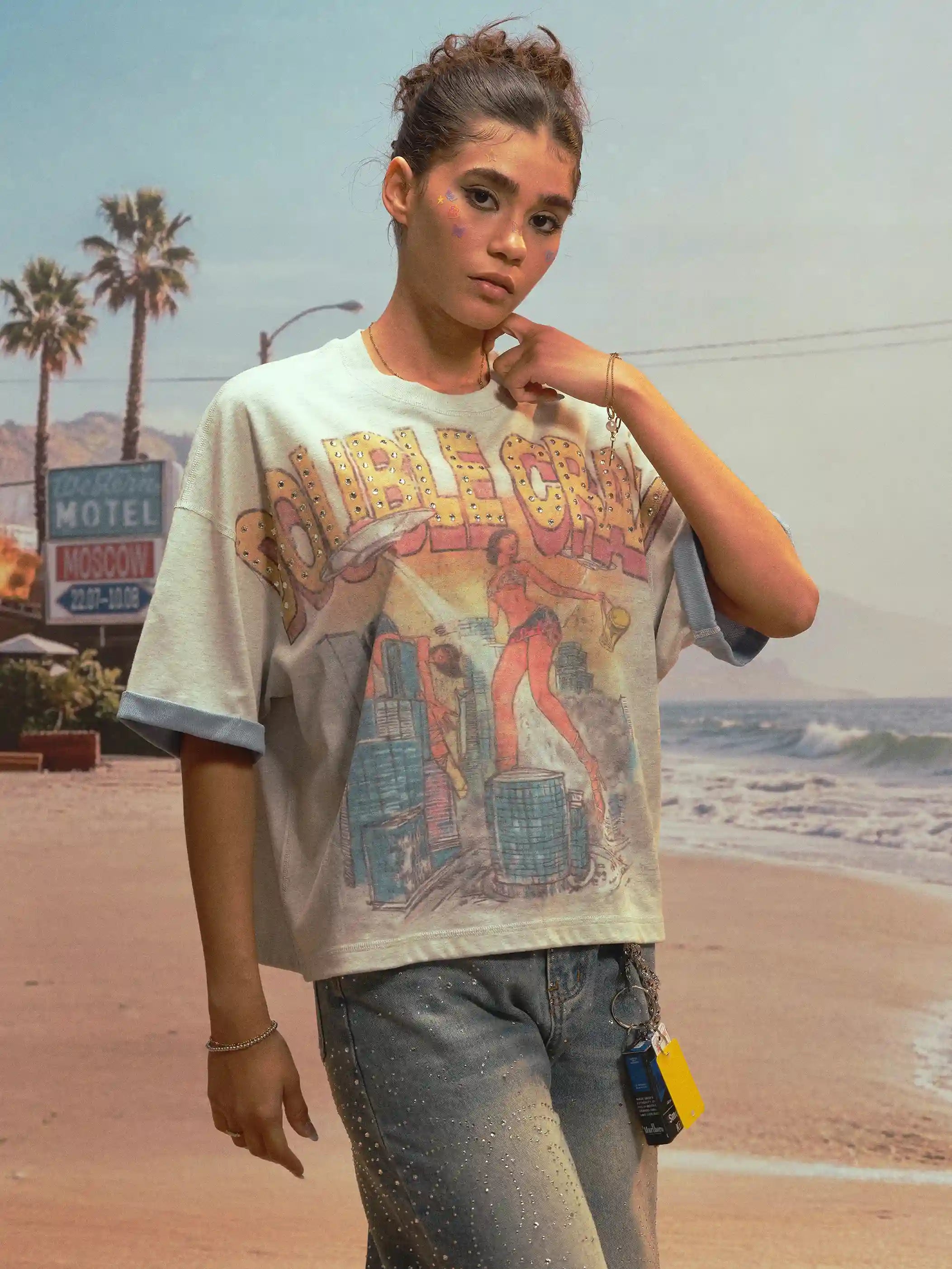 90s Bling Sci-fi Hand-drawn Tee-534