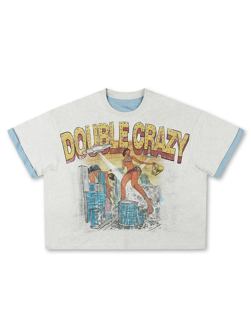 Camiseta de ciencia ficción dibujada a mano estilo Bling de los 90-534