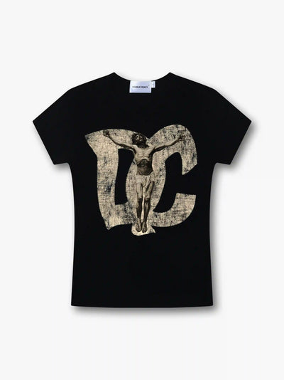 Gothic Jesus Distressed Baby Tee-547