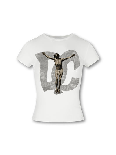 Gothic Jesus Distressed Baby Tee-547