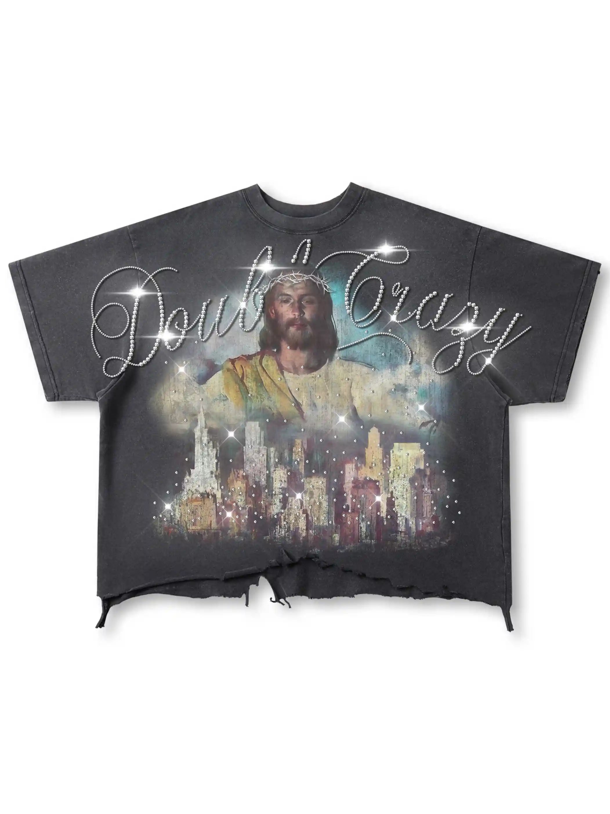 Jesus Skyline Rhinestone Boxy Tee-548