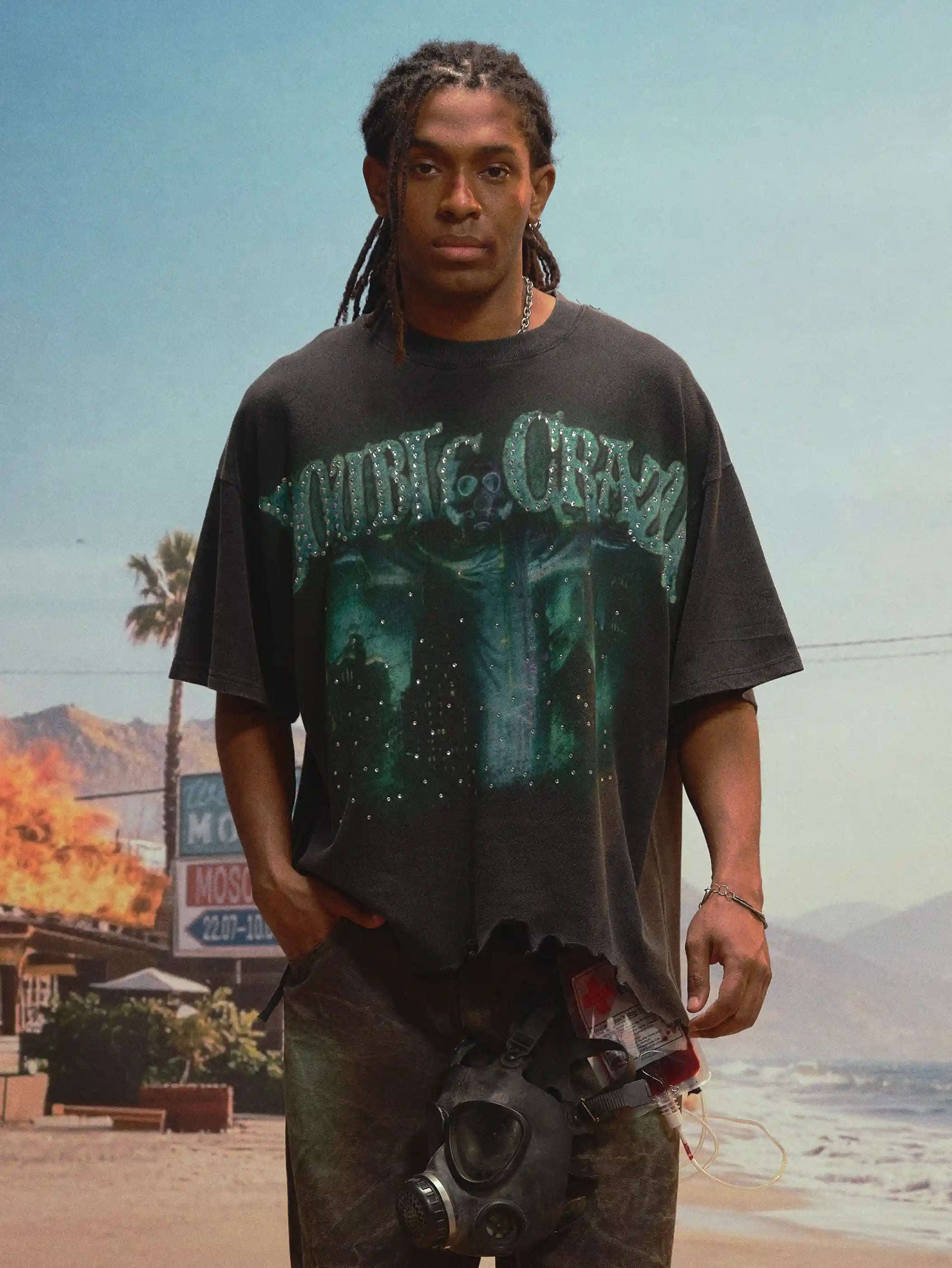 Toxic Gas Mask Jesus Graphic Tee-549