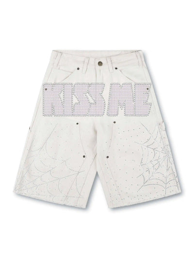 Spider Web Rhinestone Jorts-550