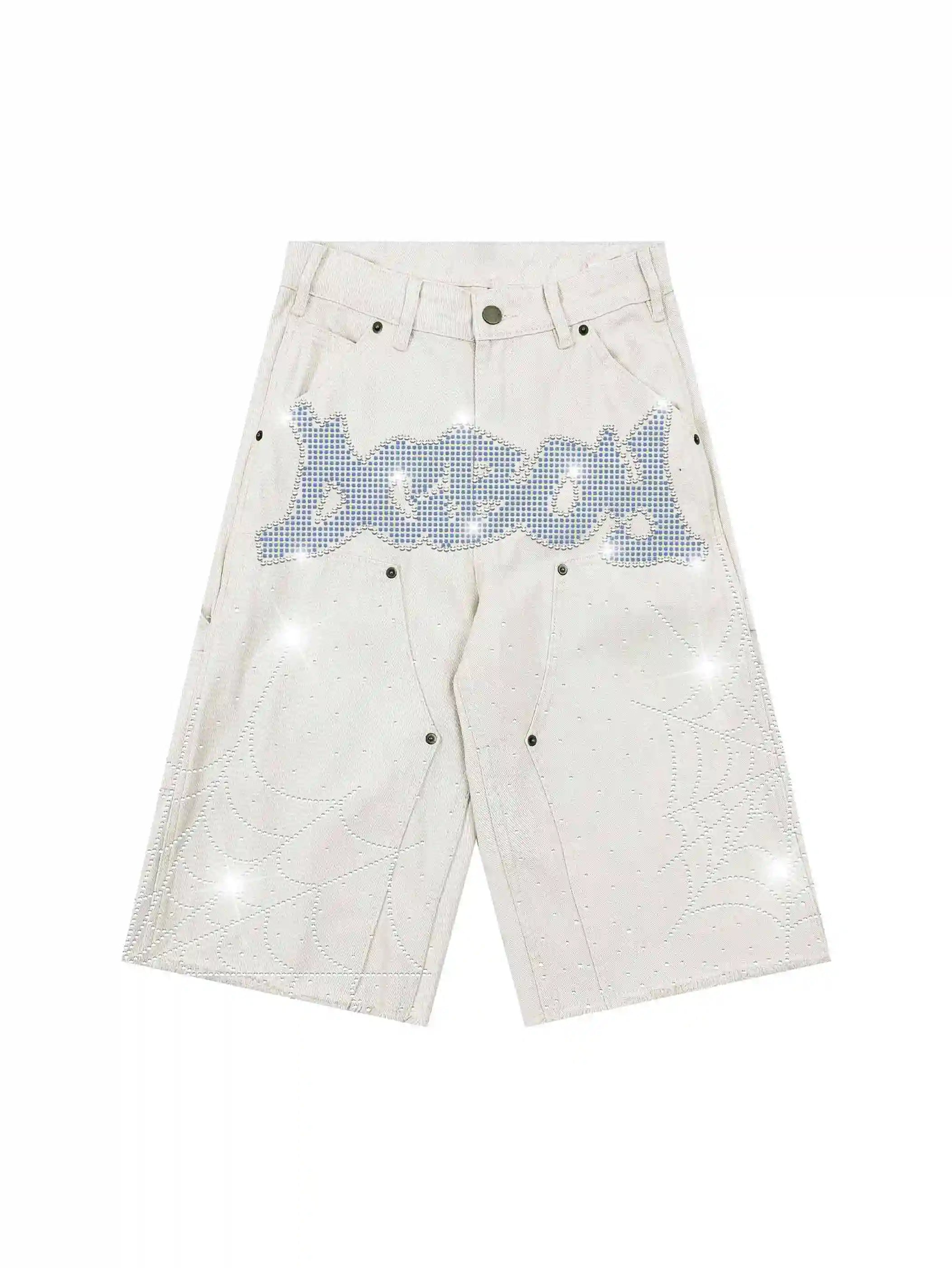 Spider Web Rhinestone Jorts-550