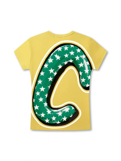 Camiseta Ajustada con Tipografía de Burbujas de Parodia-556