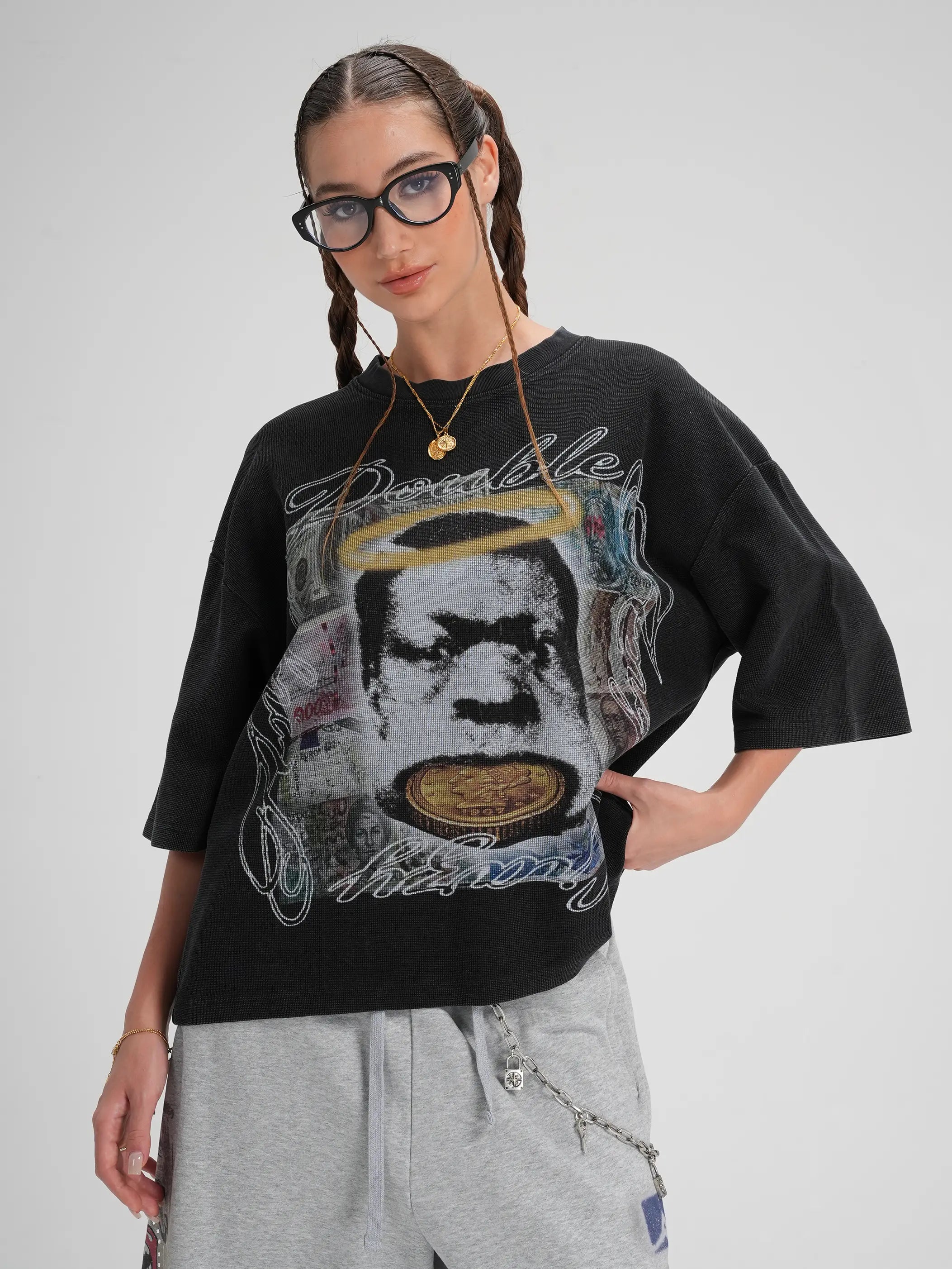 Currency Vintage Waffle Boxy Tee-557